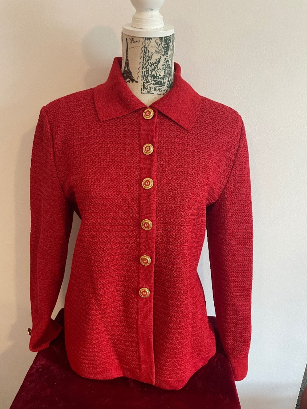 ST. JOHN - Vintage Red Knit Jacket - Size 6